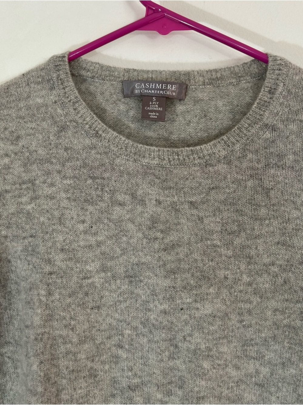 Charter Club Gray Crewneck 100% Cashmere Sweater Women’s Small, Long Sleeve - Picture 6 of 8
